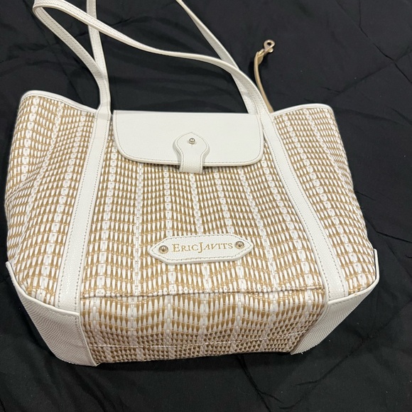 Eric Javits White and Brown Woven Tote - Picture 6 of 13